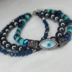 Evil eye stacked bracelet